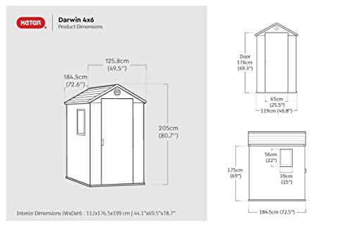 Keter Darwin Outdoor Apex Single Door Garden Storage Shed