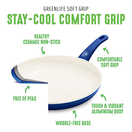 GreenLife Soft Grip Healthy Ceramic Nonstick 16 Piece Kitchen Cookware