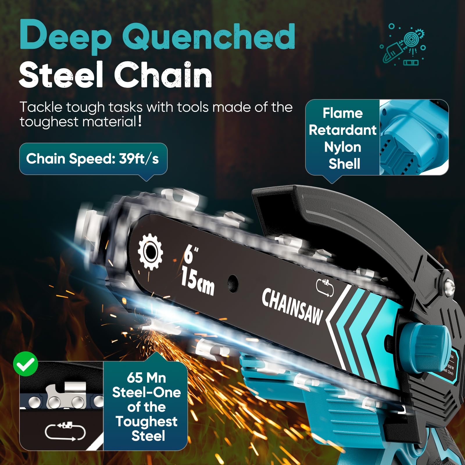 Handwise Mini Chainsaw Cordless 6 Inch 8000mAh