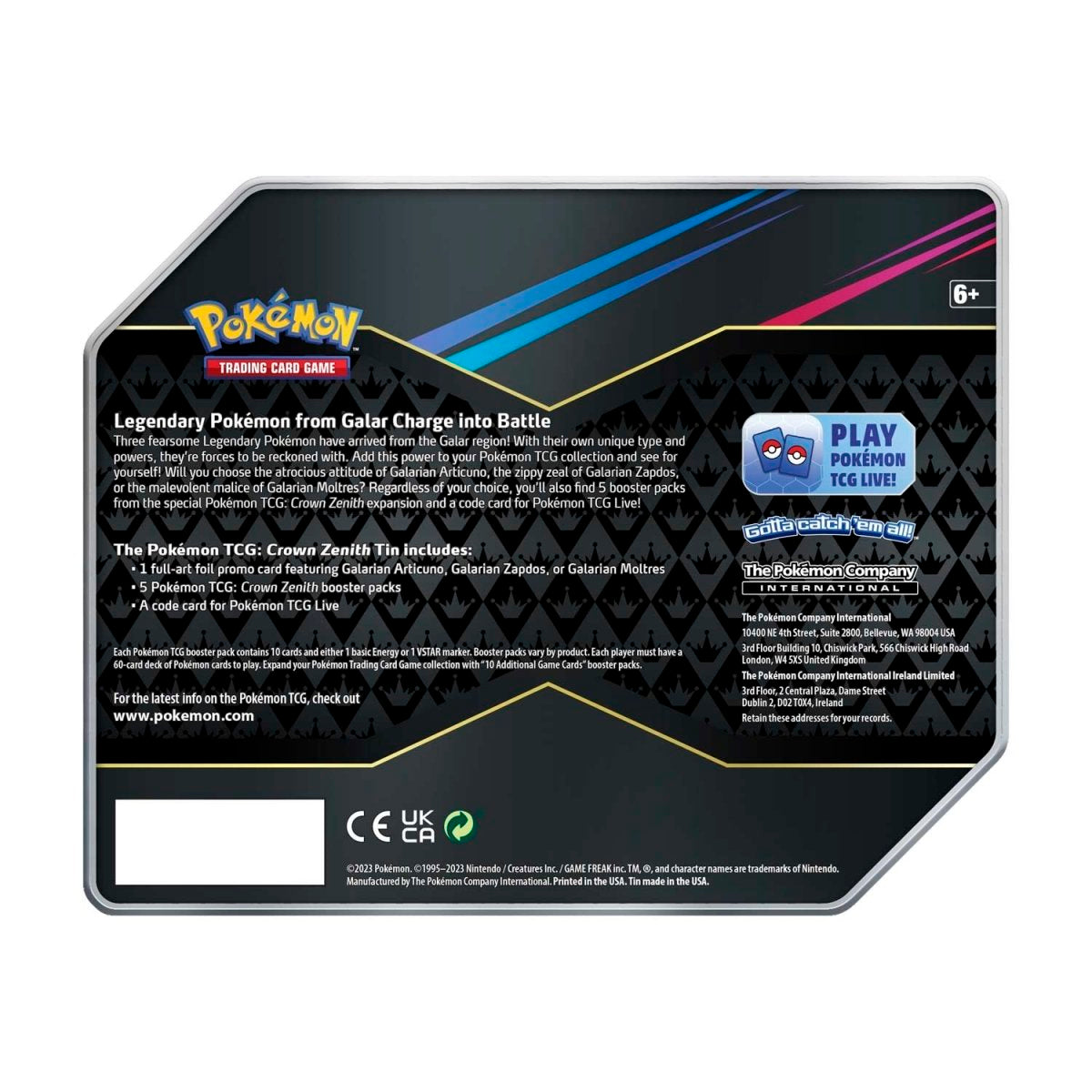 Pokémon TCG: Crown Zenith Collection Tin [Galarian Articuno]