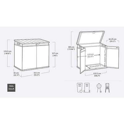 Keter Premier XL Outdoor All Weather Deck Backyard Patio Garden Shed Container