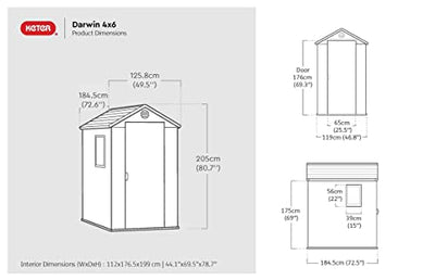 Keter Darwin Outdoor Apex Single Door Garden Storage Shed