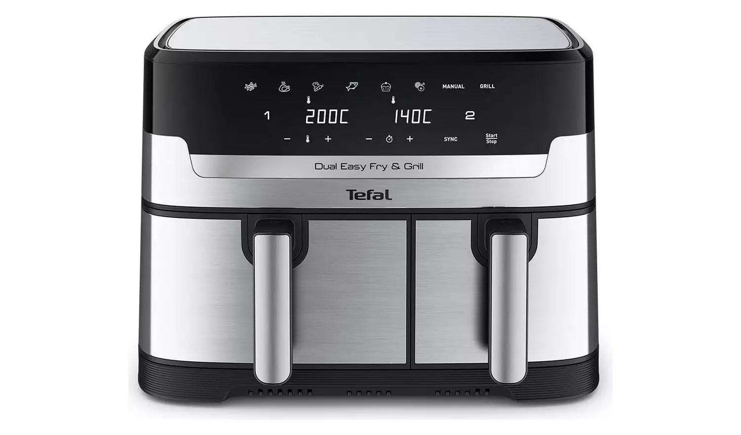 Tefal EY905D40 Easy Fry Dual Zone Air Fryer & Grill, 8.3L, Stainless Steel