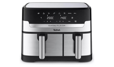 Tefal EY905D40 Easy Fry Dual Zone Air Fryer & Grill, 8.3L, Stainless Steel