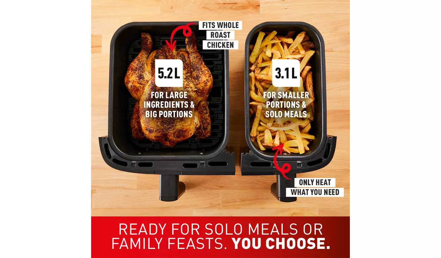 Tefal EY905D40 Easy Fry Dual Zone Air Fryer & Grill, 8.3L, Stainless Steel