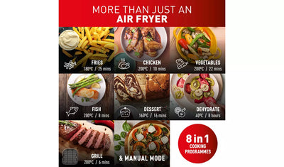 Tefal EY905D40 Easy Fry Dual Zone Air Fryer & Grill, 8.3L, Stainless Steel