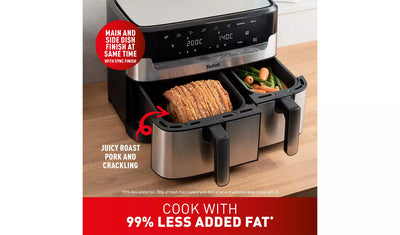 Tefal EY905D40 Easy Fry Dual Zone Air Fryer & Grill, 8.3L, Stainless Steel