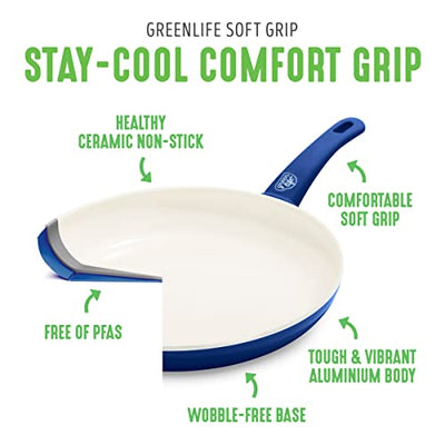 GreenLife Soft Grip Healthy Ceramic Nonstick 16 Piece Kitchen Cookware