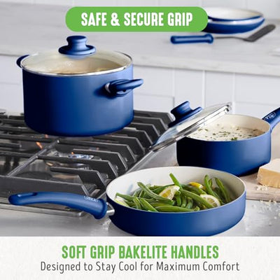 GreenLife Soft Grip Healthy Ceramic Nonstick 16 Piece Kitchen Cookware