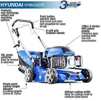 Hyundai 17"/42cm 139cc Electric-Start Self-Propelled