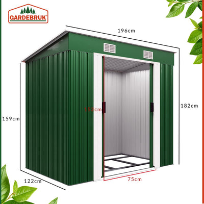 Gardebruk Garden Metal Tool Shed Green 6x4 FT