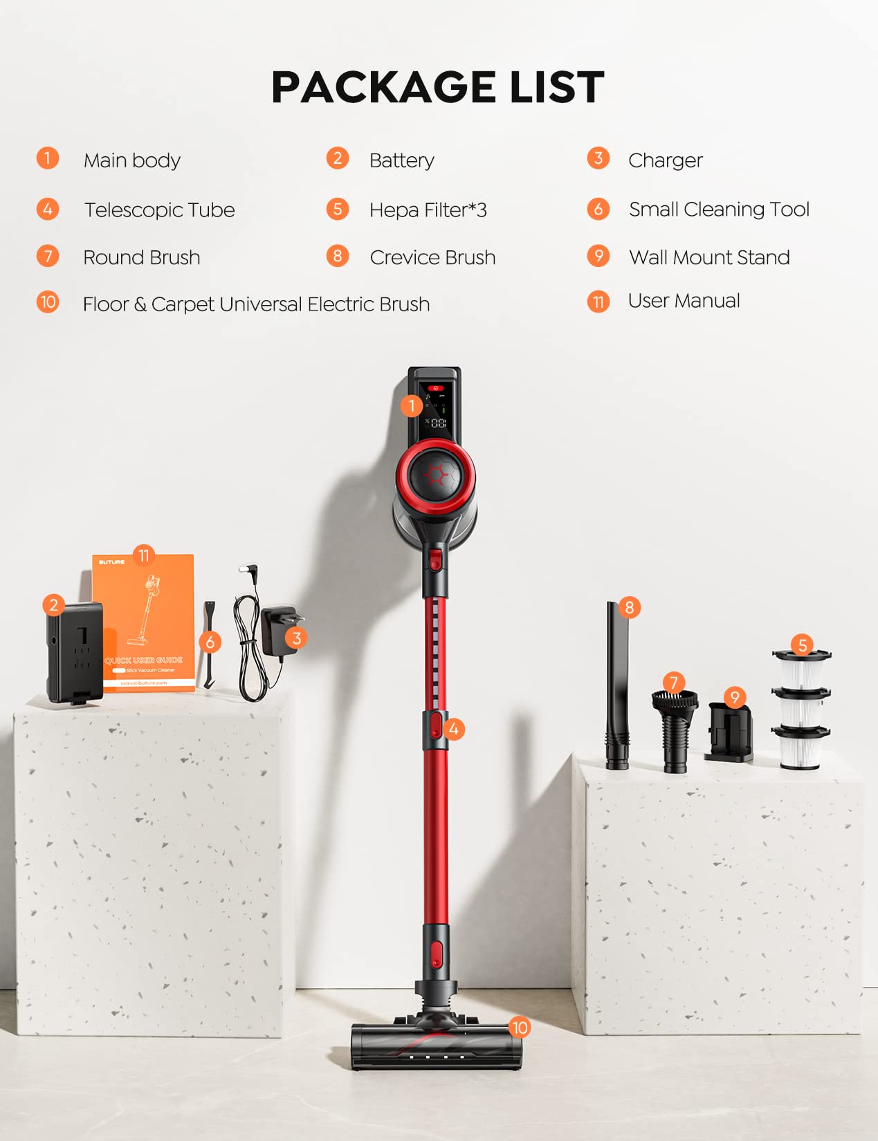 BuTure Cordless Vacuum Cleaner, 450W Stick Vacuum