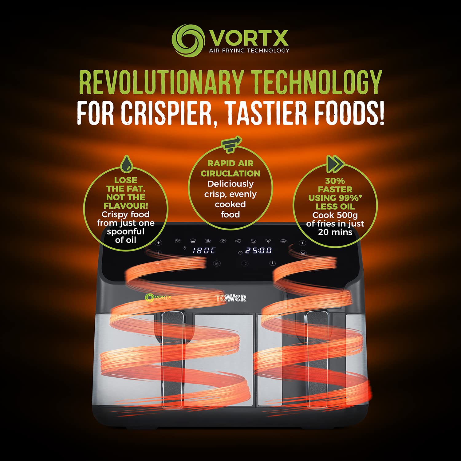 Tower Vortx 5.2L and 3.3L Eco Dual Drawer Air Fryer
