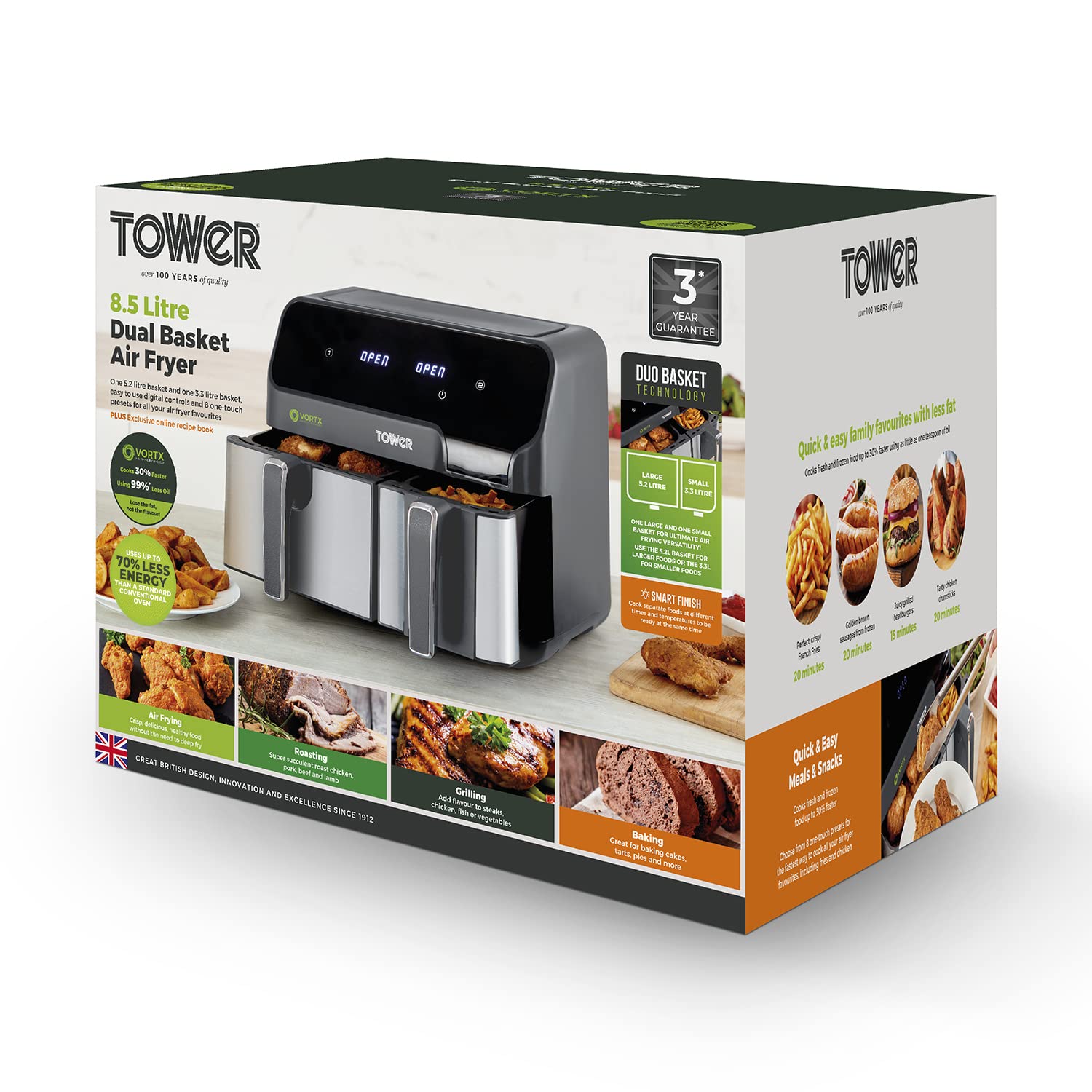 Tower Vortx 5.2L and 3.3L Eco Dual Drawer Air Fryer