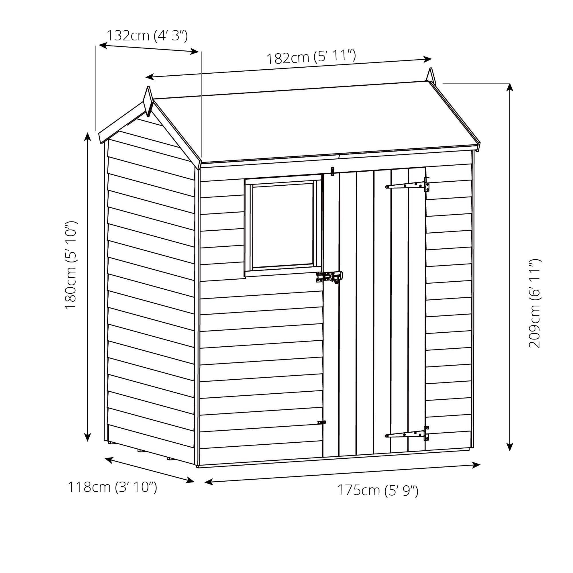 Mercia 6 x 4 Ft Overlap Reverse Apex Shed