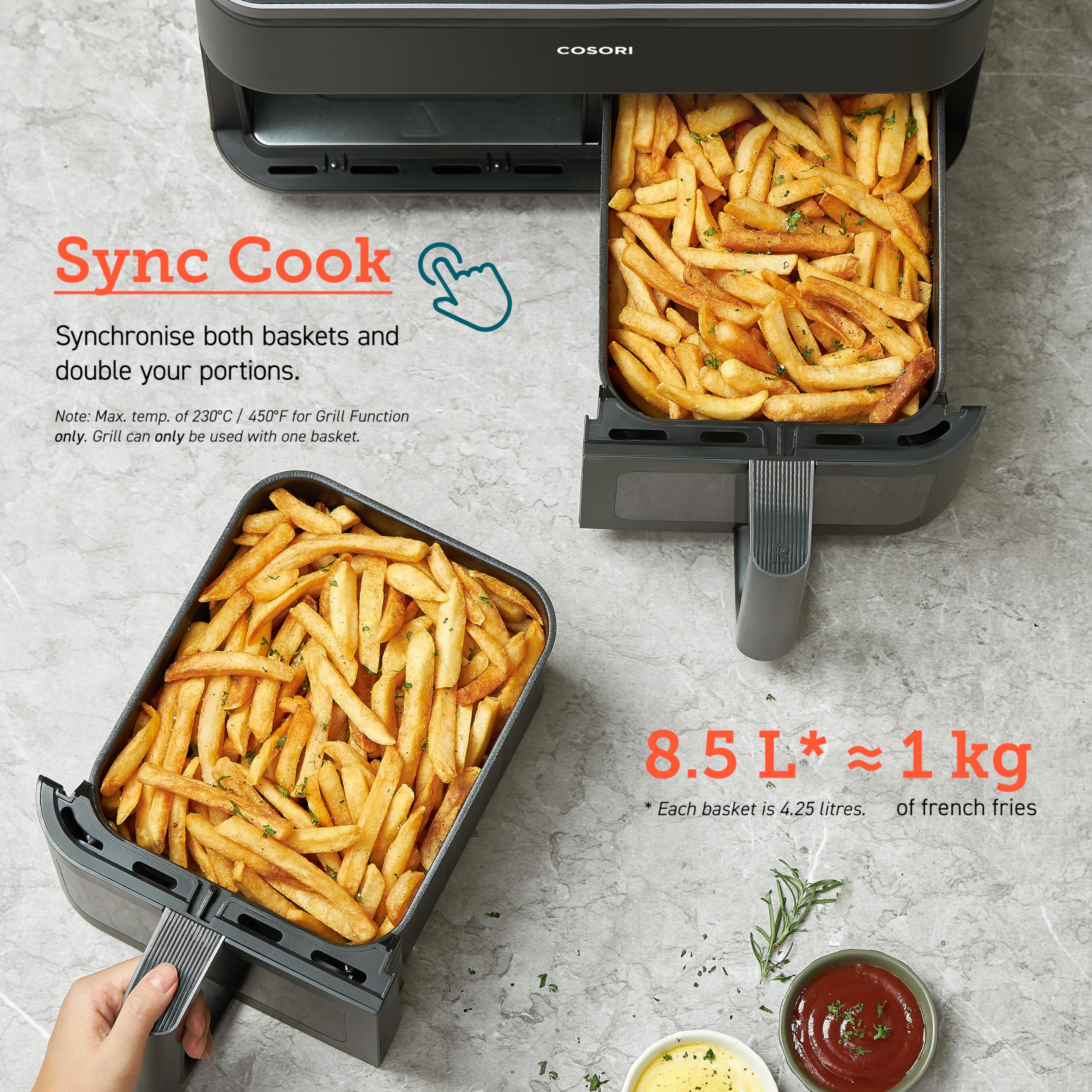COSORI Dual Zone Air Fryer, 8.5L XL Capacity