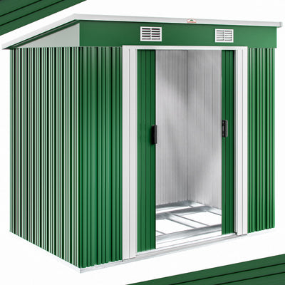 Gardebruk Garden Metal Tool Shed Green 6x4 FT
