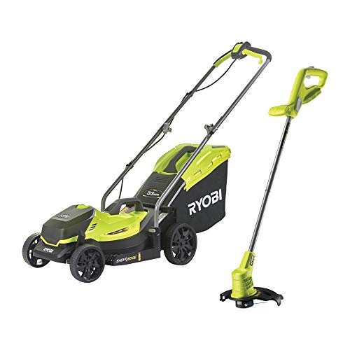 Ryobi 18V One+ Cordless 33cm Lawnmower & 23cm Grass Trimmer (1 x 5.0Ah)